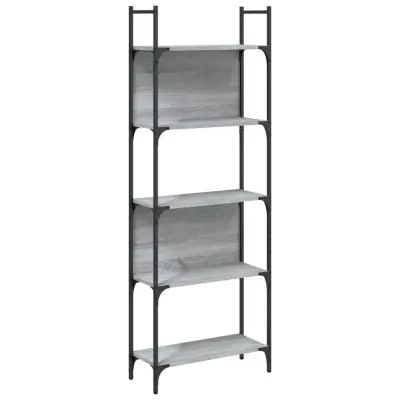 vidaXL Knjižna polica 5-nadstropna siva sonoma 60,5x24x166,5 cm
