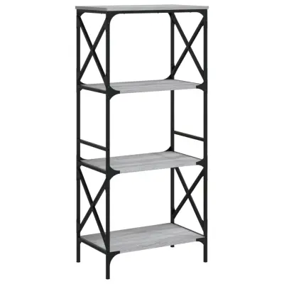 vidaXL Knjižna omara 4-nadstropna siva sonoma 59x35x132 cm inž. les