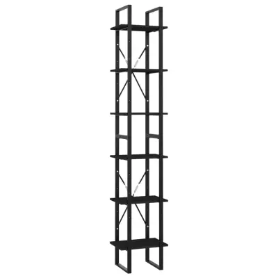 vidaXL Knjižna omara 6-nadstropna črna 40x30x210 cm iverna plošča