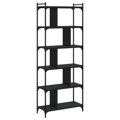 vidaXL Knjižna omara 6-nadstropna črna 76x32x192 cm inženirski les