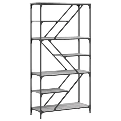 vidaXL Knjižna polica siva sonoma 91x36x176 cm inž. les in jeklo