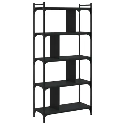 vidaXL Knjižna omara 5-nadstropna črna 76x32x158 cm inženirski les