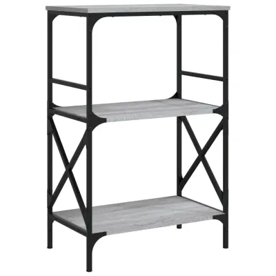 vidaXL Knjižna omara 3-nadstropna siva sonoma 59x35x90,5 cm in. les