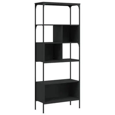 vidaXL Knjižna omara 5-nadstropna črna 76x33x188,5 cm inženirski les