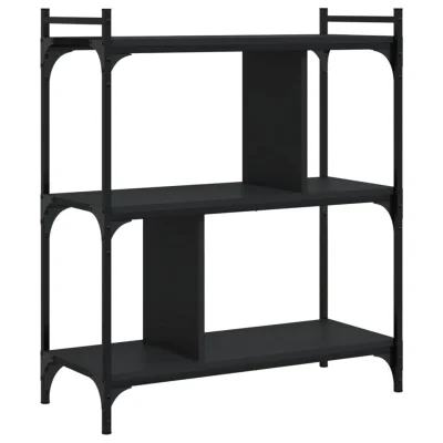 vidaXL Knjižna omara 3-nadstropna črna 76x32x88 cm inženirski les