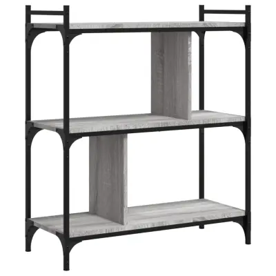 vidaXL Knjižna omara 3-nadstropna siva sonoma 76x32x88 cm inž. les