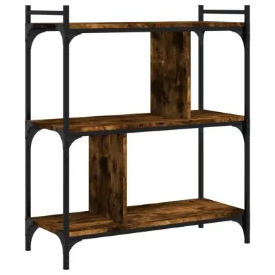 vidaXL Knjižna omara 3-nadstropna dimljen hrast 76x32x88 cm inž. les