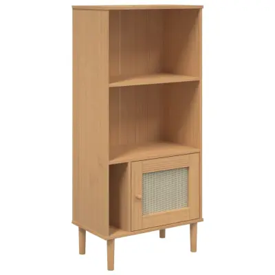 vidaXL Knjižna omara SENJA videz ratana rjava 60x35x130 cm borovina