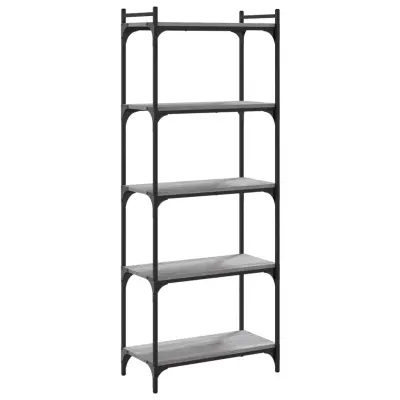 vidaXL Knjižna omara 5-nadstropna siva sonoma 60x30x154 cm inž. les