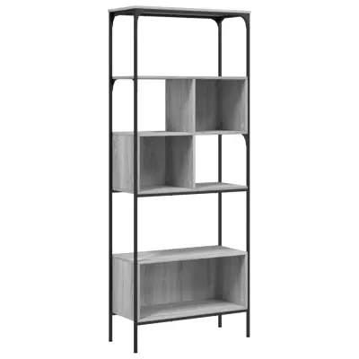 vidaXL Knjižna omara 5-nadstropna siva sonoma 76x33x188,5 cm inž. les