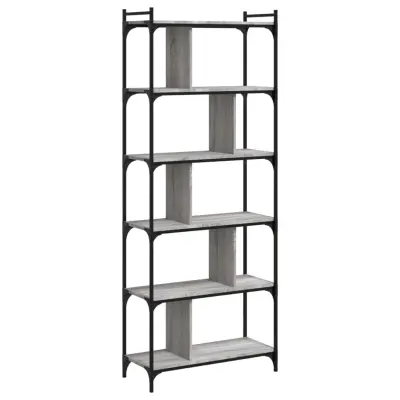 vidaXL Knjižna omara 6-nadstropna siva sonoma 76x32x192 cm inž. les