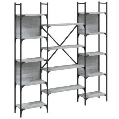 vidaXL Knjižna polica siva sonoma 155,5x24x166,5 cm inženirski les