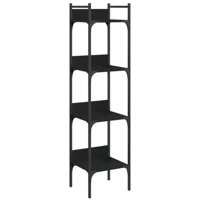 vidaXL Knjižna polica 4-nadstropna črna 35x30x138,5 cm inženirski les