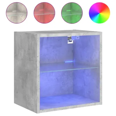 vidaXL Nočna omarica z LED lučkami stenska betonsko siva
