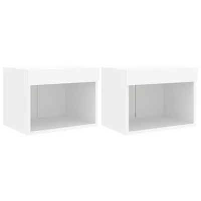vidaXL Nočne omarice z LED lučkami stenske 2 kosa bela