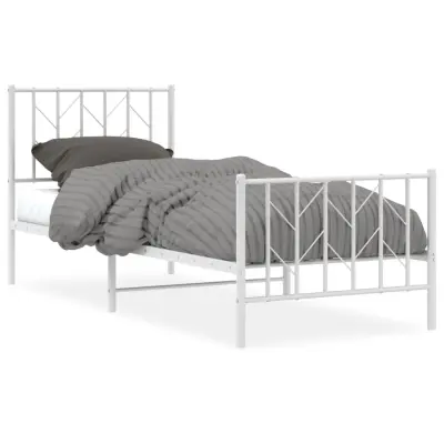 vidaXL Kovinski posteljni okvir z vzglavjem in vznožjem bel 80x200 cm