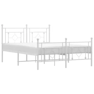 vidaXL Kovinski posteljni okvir z vzglavjem in vznožjem bel 140x200 cm