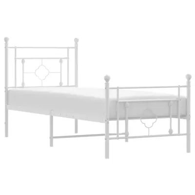 vidaXL Kovinski posteljni okvir z vzglavjem in vznožjem bel 80x200 cm