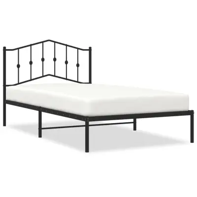 vidaXL Kovinski posteljni okvir z vzglavjem črn 107x203 cm