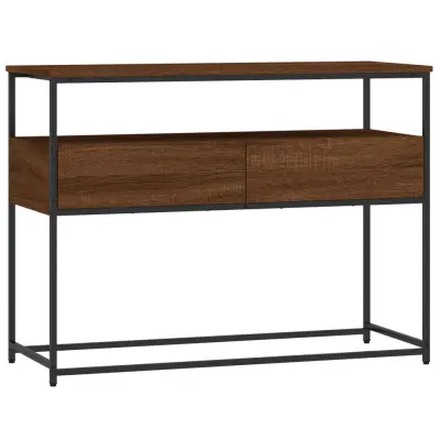 vidaXL Konzolna mizica rjav hrast 100x40x75 cm inženirski les