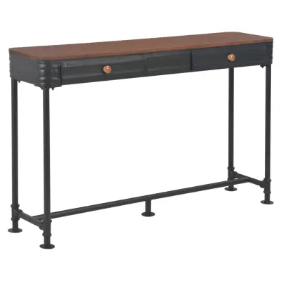 vidaXL Konzolna mizica z 2 predaloma 120x30x75 cm trden les jelke