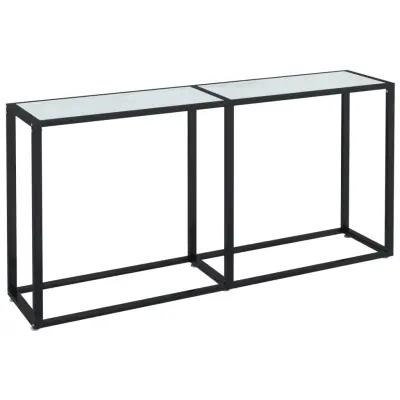 vidaXL Konzolna mizica beli marmor 160x35x75,5 cm kaljeno steklo