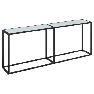 vidaXL Konzolna mizica beli marmor 200x35x75,5 cm kaljeno steklo