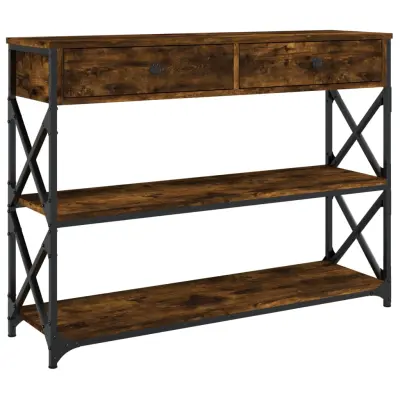 vidaXL Konzolna mizica dimljen hrast 100x28x75 cm inženirski les