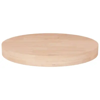 vidaXL Okrogla mizna plošča Ø50x4 cm neobdelana trdna hrastovina