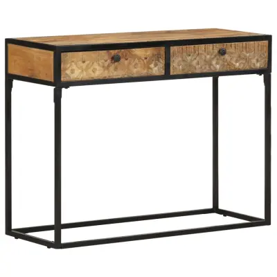 vidaXL Konzolna mizica 100x35x75 cm trden mangov les