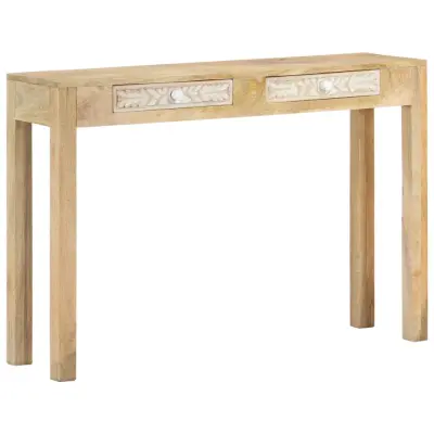 vidaXL Konzolna mizica 110x30x75 cm trden beljen mangov les