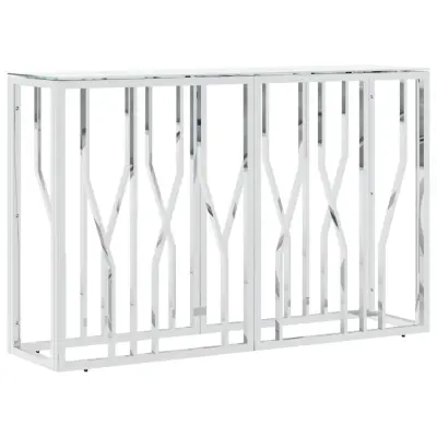 vidaXL Konzolna mizica srebrna 110x30x70 cm nerjaveče jeklo in steklo