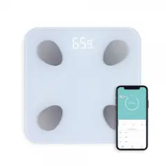 LIVOO Smart osebna tehtnica LED steklo bela barva