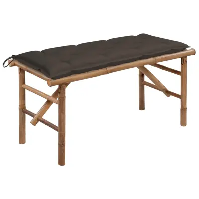 vidaXL Zložljiva vrtna klop z blazino 118 cm bambus