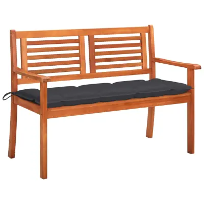 vidaXL Vrtna klop za 2 osebi z blazino 120 cm trden evkaliptus