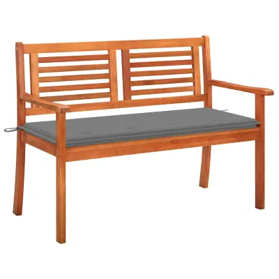 vidaXL Vrtna klop za 2 osebi z blazino 120 cm trden evkaliptus