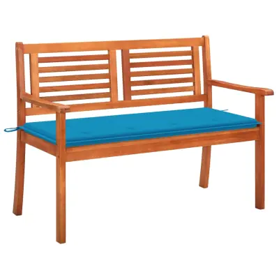 vidaXL Vrtna klop za 2 osebi z blazino 120 cm trden evkaliptus