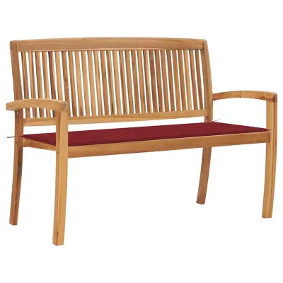 vidaXL Vrtna klop z blazino 128,5 cm trdna tikovina