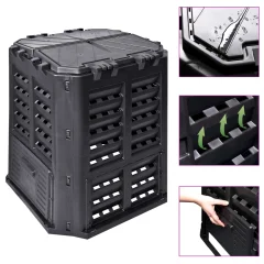 vidaXL Vrtni kompostnik črn 68,9x68,9x83,9 cm 360 L