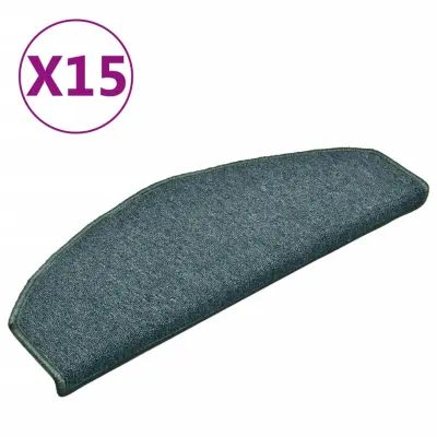 vidaXL Preproge za stopnice 15 kosov temno zelene 65x24x4 cm