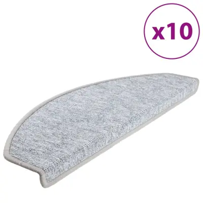 vidaXL Preproge za stopnice 10 kosov 65x24x4 cm svetlo sive