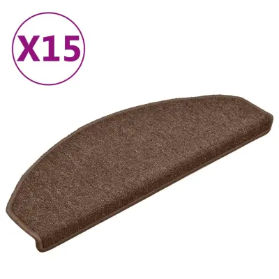 vidaXL Preproge za stopnice 15 kosov rjave 65x24x4 cm