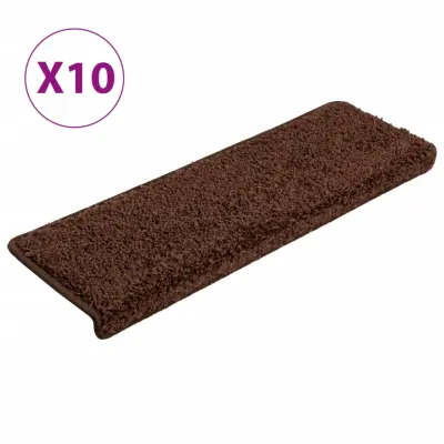 vidaXL Preproge za stopnice 10 kosov 65x21x4 cm rjave