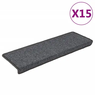 vidaXL Preproge za stopnice 15 kosov 65x21x4 cm sive in črne