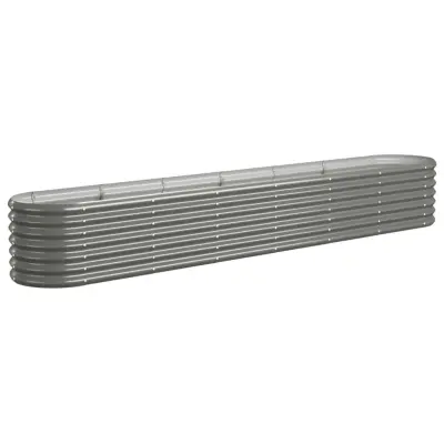 vidaXL Visoka greda iz prašno premazanega jekla 260x40x36 cm siva