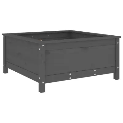 vidaXL Vrtno cvetlično korito sivo 82,5x82,5x39 cm trdna borovina