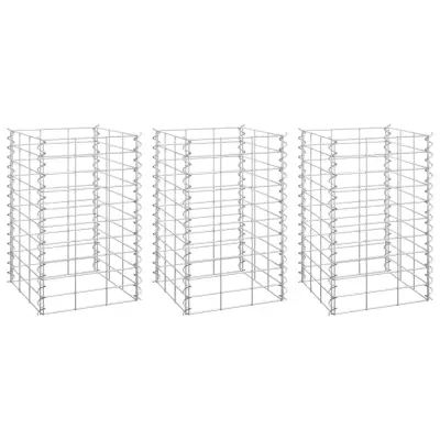 vidaXL Visoka greda gabion 3 kosi 30x30x50 cm železo