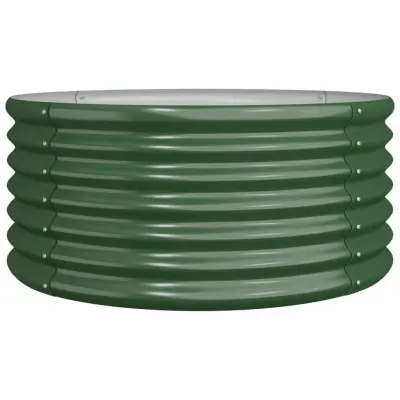 vidaXL Visoka greda iz prašno premazanega jekla 80x80x36 cm zelena