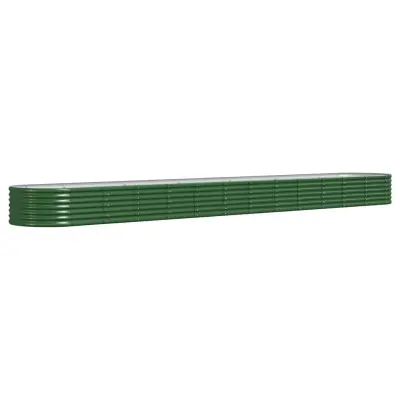 vidaXL Visoka greda iz prašno premazanega jekla 512x80x36 cm zelena