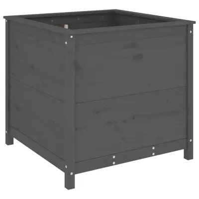 vidaXL Vrtno cvetlično korito sivo 82,5x82,5x78 cm trdna borovina